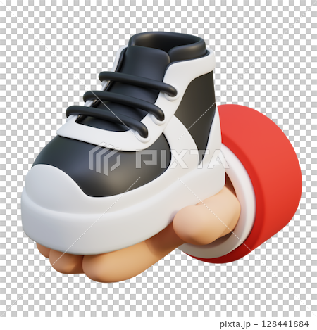 hand holding Black Sneakers 3D Icon 128441884