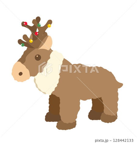 ぬいぐるみのトナカイのイラスト 128442133