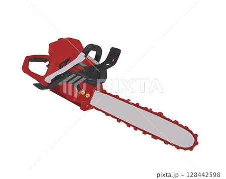 建設土木工事現場や林業で使われる伐採用のチェーンソー 128442598