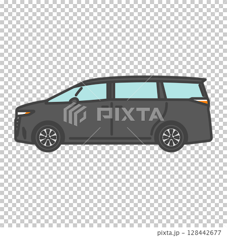 イラスト素材:シンプルな黒い高級ミニバン イラスト素材:シンプルな黒い高級ミニバン 128442677