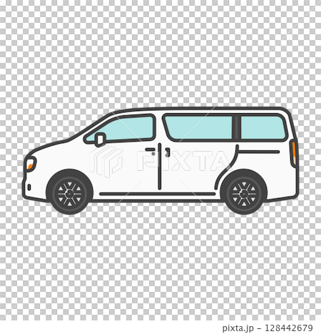 插畫素材：簡約白色家庭小型貨車/家用車 128442679