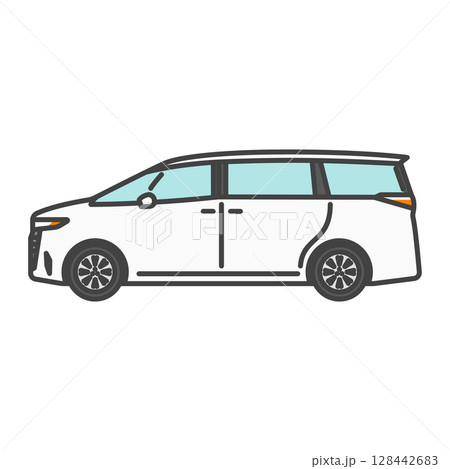 イラスト素材:シンプルな白い高級ミニバン イラスト素材:シンプルな白い高級ミニバン 128442683