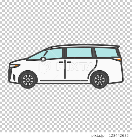 イラスト素材:シンプルな白い高級ミニバン イラスト素材:シンプルな白い高級ミニバン 128442683