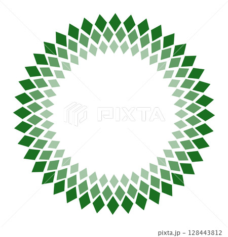 緑の三連ひし形の丸いフレーム 128443812