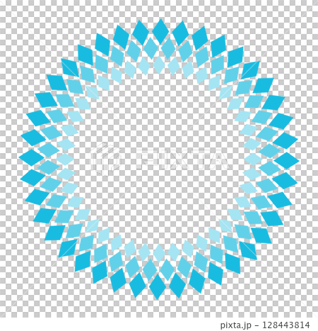 水色の三連ひし形の丸いフレーム 水色の三連ひし形の丸いフレーム 128443814