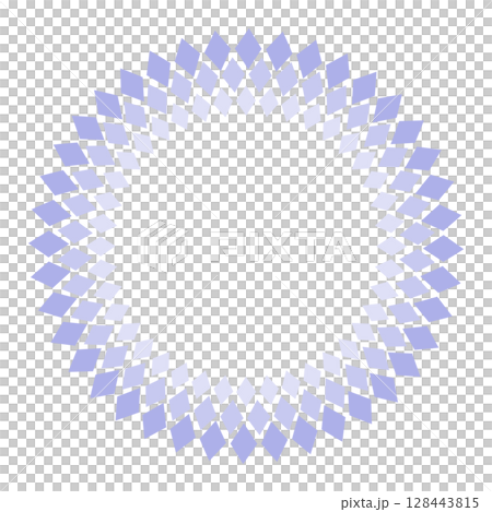 薄い青色の三連ひし形の丸いフレーム 128443815