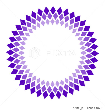 紫色の三連ひし形の丸いフレーム 128443820