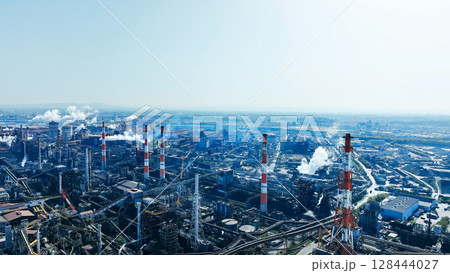 工業地帯の風景　空撮 128444027