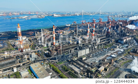 工業地帯の風景　空撮 128444034