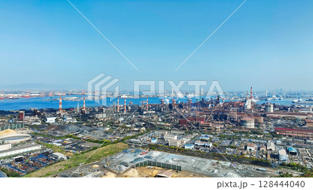 工業地帯の風景　空撮 128444040