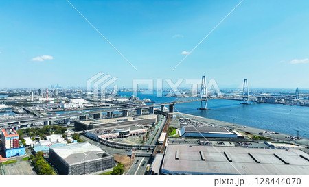 現代都市の風景空撮 現代都市の風景空撮 128444070