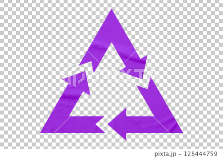Purple recycle symbol paper isolated on transparent background 128444759