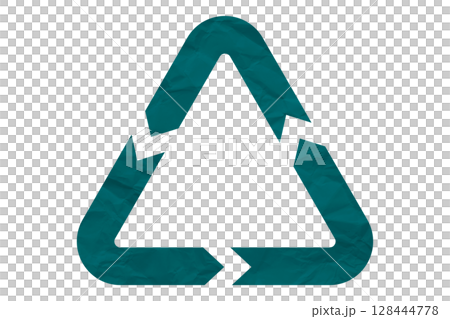 Green recycle symbol paper isolated on transparent background 128444778