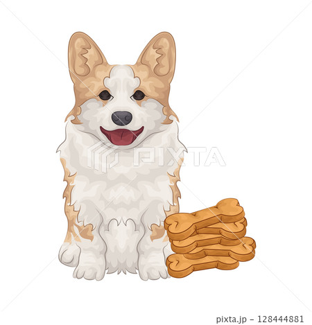 Illustration of Dog with treat 128444881
