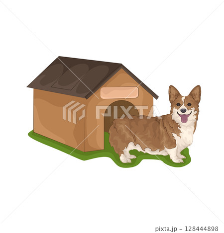 Illustration of Dog with Dog House   128444898