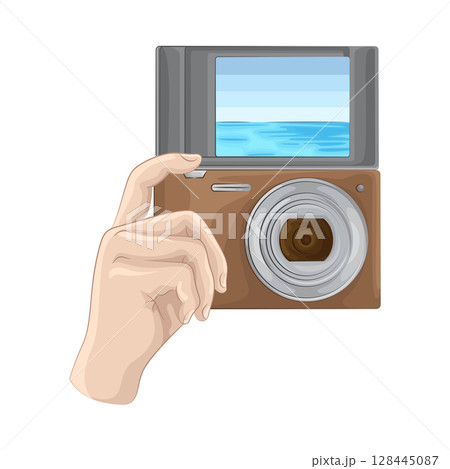 Illustration of Camera in hand 128445087