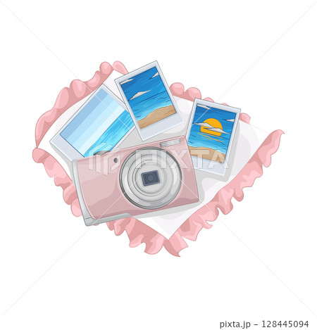 Illustration of Camera with Photo Illustration of Camera with Photo 128445094