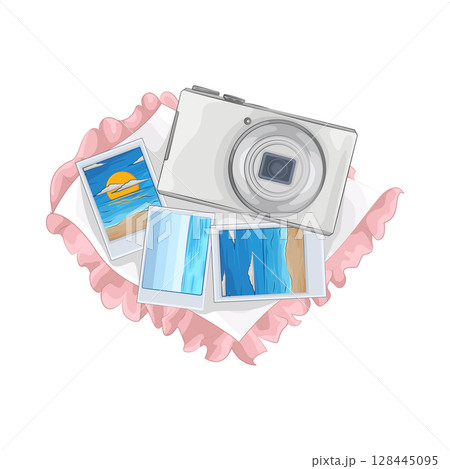 Illustration of Camera with Photo 128445095