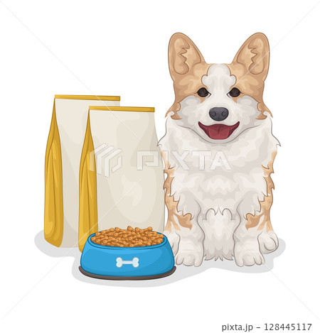Illustration of Dog with treat Illustration of Dog with treat 128445117