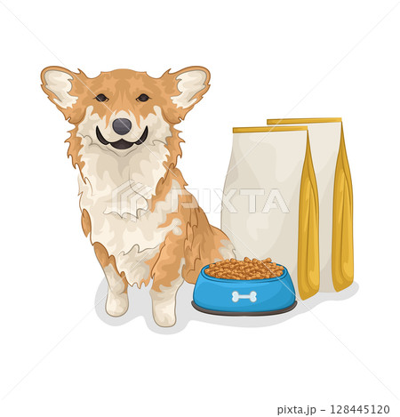 Illustration of Dog with treat Illustration of Dog with treat 128445120