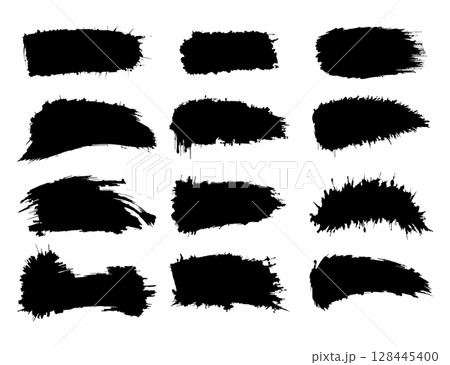Set Paint Brush Strokes in Black for Creative Design. 128445400