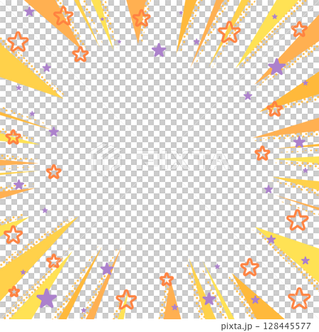 A pop frame illustration of stars and concentrated lines 128445577
