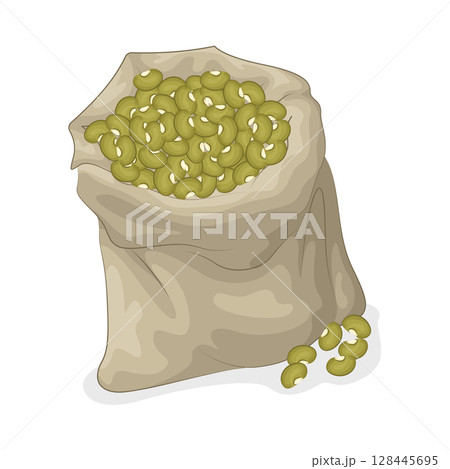 Illustration of mung bean in a sack Illustration of mung bean in a sack 128445695