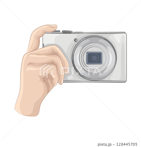 Illustration of Camera in hand 128445705