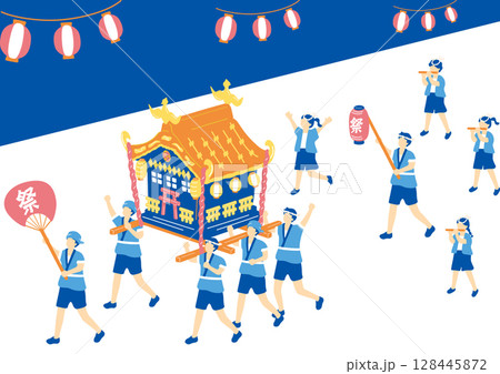 お祭りを楽しむ人達 お祭りを楽しむ人達 128445872