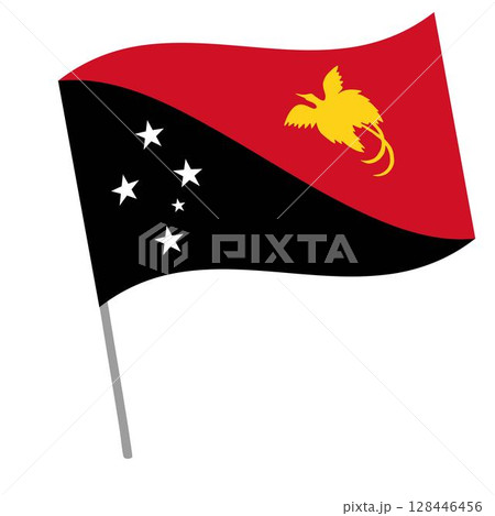 Papua new guinea national flag flutters with flagpole 128446456