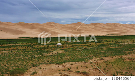 lonely yurt near the sand dunes 128446564
