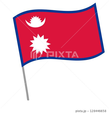 Nepal national flag flutters with flagpole 128446658