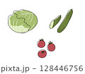 レタスとトマトときゅうりのセットイラスト 128446756