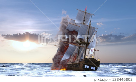 船上火災 128446802