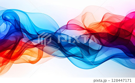 Abstract colorful smoke on black: a flowing, vibrant pattern of blue and purple light curves with the motion of fire and incense 128447171