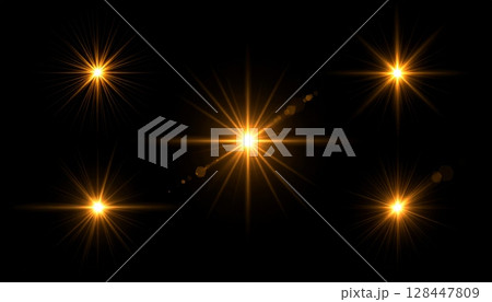 An abstract night celebration with bright, glowing sparkler fireworks and stars 128447809