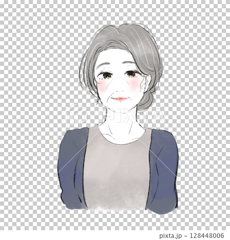 Illustration icon of a middle-aged woman facing forward Illustration icon of a middle-aged woman facing forward 128448006