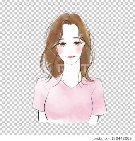 一位長髮朝前的年輕女子的插圖圖標 128448008