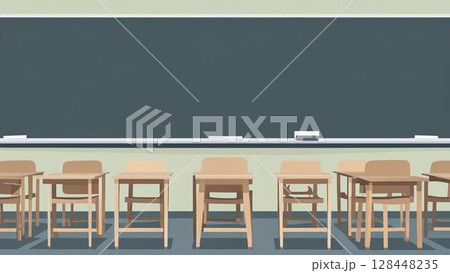 黒板と椅子のある学校の教室イメージ 黒板と椅子のある学校の教室イメージ 128448235