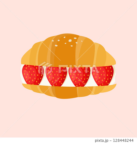 Shio pan Japanese salted roll bread with strawberry Shio pan Japanese salted roll bread with strawberry 128448244