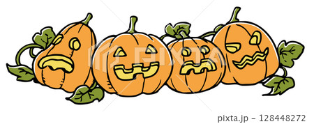ハロウィンのカボチャたち ハロウィンのカボチャたち 128448272