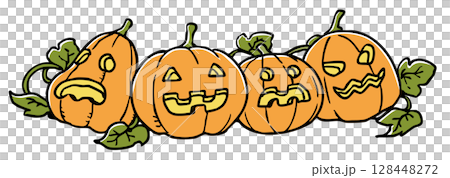 ハロウィンのカボチャたち ハロウィンのカボチャたち 128448272