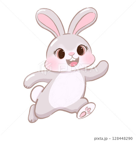 bunny is jumping, cute bunny, kawaii bunny, cartoon bunny illustration, flat bunny character clipart bunny is jumping, cute bunny, kawaii bunny, cartoon bunny illustration, flat bunny character clipart 128448290