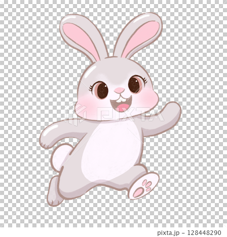 bunny is jumping, cute bunny, kawaii bunny, cartoon bunny illustration, flat bunny character clipart bunny is jumping, cute bunny, kawaii bunny, cartoon bunny illustration, flat bunny character clipart 128448290