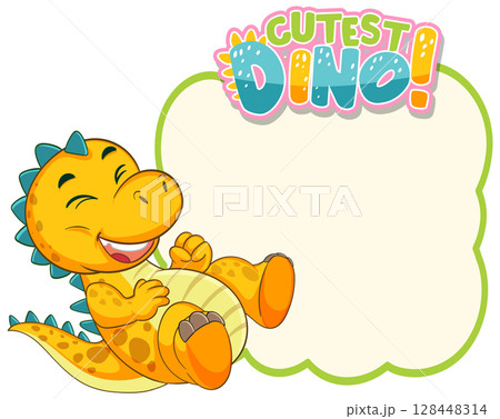 Playful Dinosaur with Blank Text Space 128448314