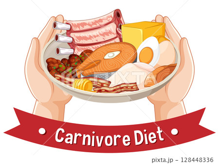 Carnivore Diet Illustration with Various Meats 128448336