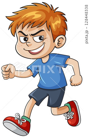 Cheerful Boy Walking with Confidence 128448338