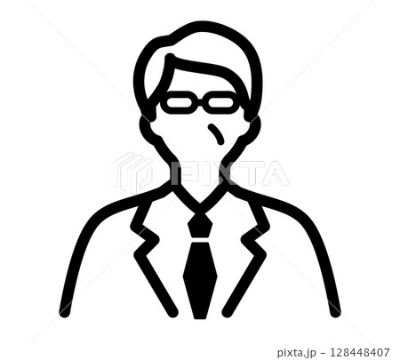 サラリーマン・ビジネスマン・会社員のアイコン　中年　男性　人　人物　スーツ　上司　役員　営業　管理職 128448407