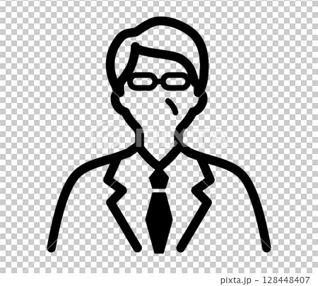 サラリーマン・ビジネスマン・会社員のアイコン　中年　男性　人　人物　スーツ　上司　役員　営業　管理職 128448407