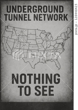 アメリカ地下ネットワーク計画／ジョークポスター風　Old-Style Map of Alleged  128448423